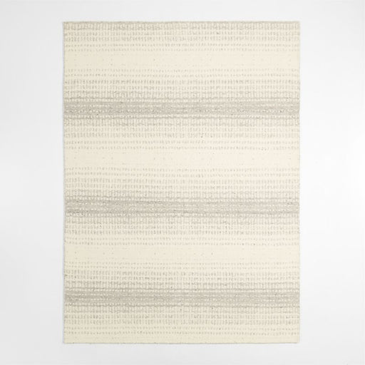 Barcelona Wool Handwoven Grey Ivory Area Rug 6'x9'
