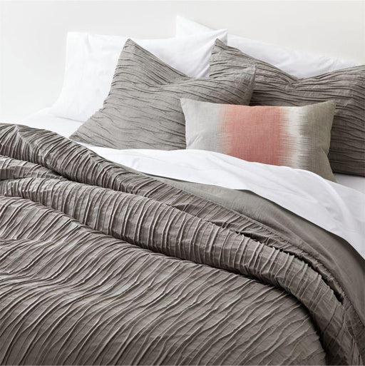 Belamy King Nickel Pleated Duvet Cover - Crate and Barrel Philippines