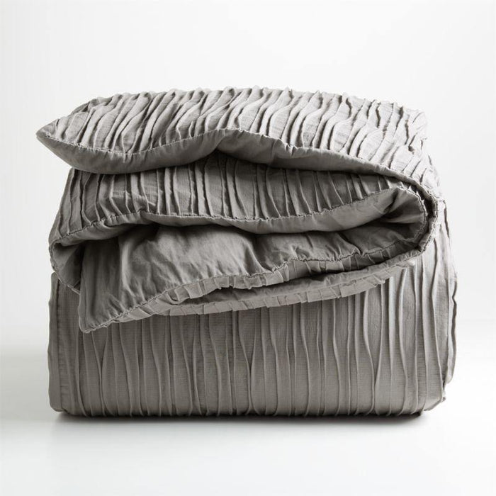 Belamy King Nickel Pleated Duvet Cover - Crate and Barrel Philippines