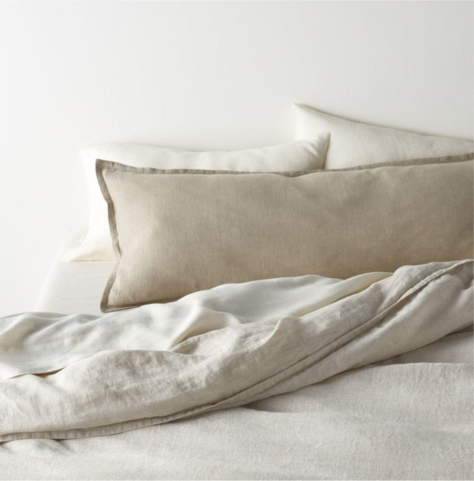 Warm Natural Belgian Flax Linen 54"x20" Body Pillow Cover