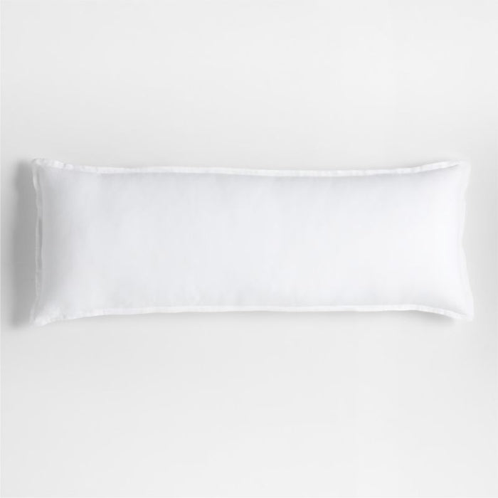 Crisp White Belgian Flax Linen 54"x20" Body Pillow Cover