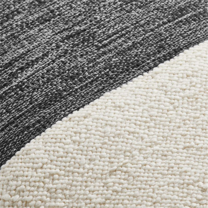 Biella Wool-Cotton Blend Textured 23"x23" Ink Black Throw Pillow Cover