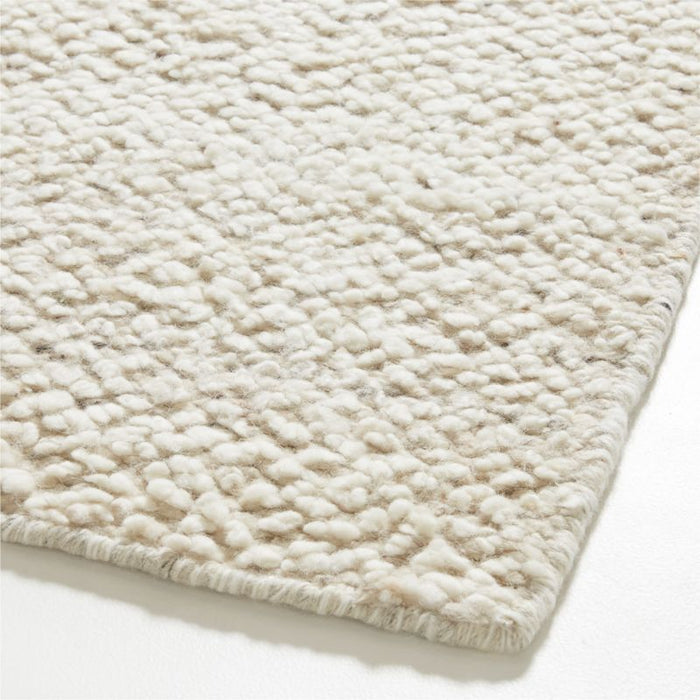 Big Sur Wool Handwoven Ivory White Area Rug 6'x9'