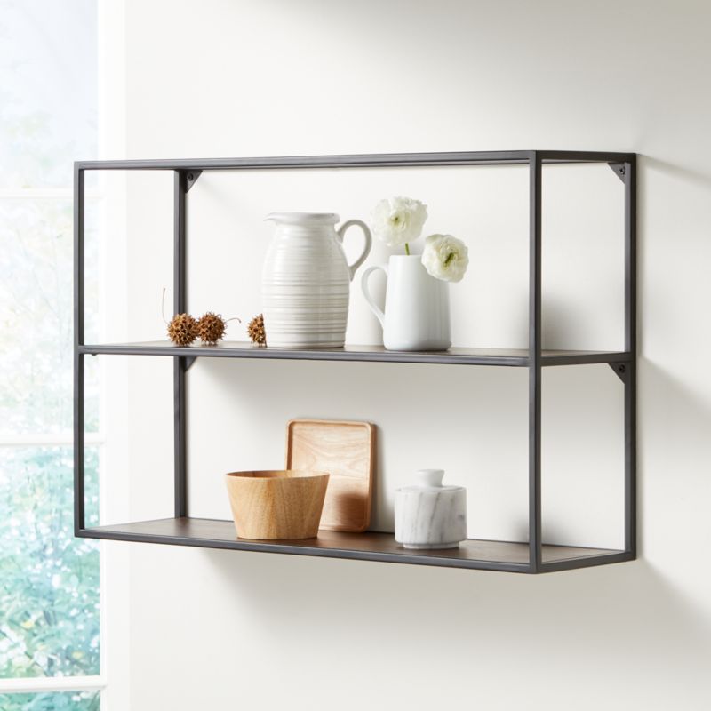 Booker Double Wide Rectangle Wall Display Shelf | Crate and Barrel ...