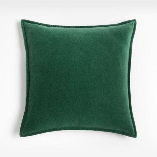 Green 20" Washed Cotton Velvet Pillow Cover