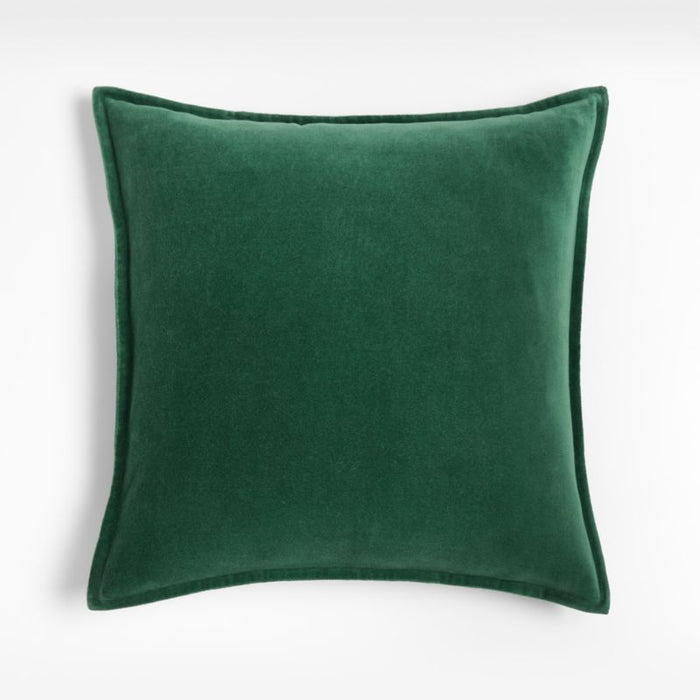 Green 20" Washed Cotton Velvet Pillow Cover