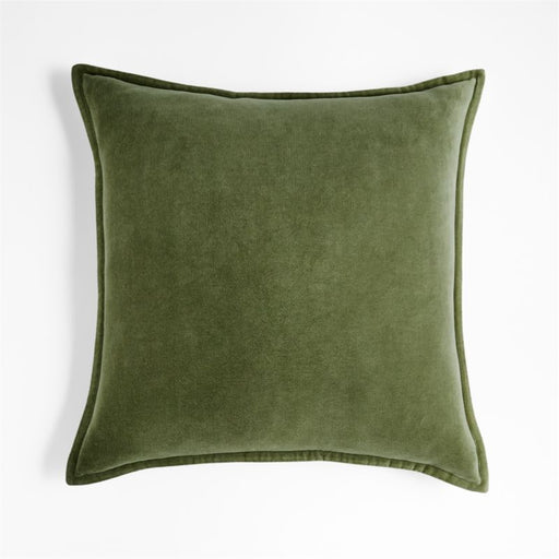 Moss 20"x20" Washed Organic Cotton Velvet Throw Pillow Cover
