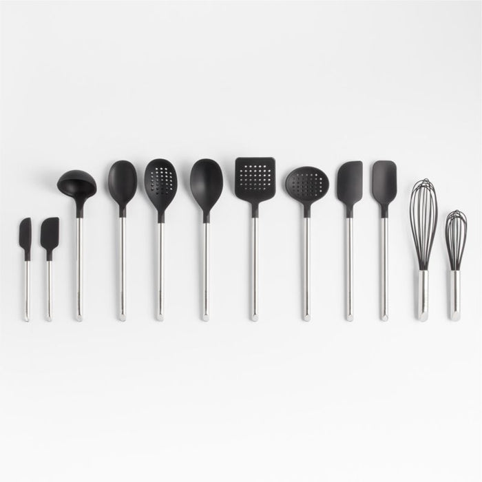 Crate & Barrel Black Silicone and Stainless Steel Deep Spoon