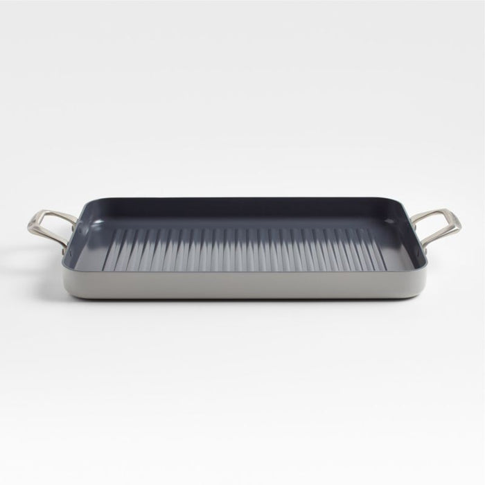 Crate & Barrel EvenCook Ceramic  Grey Nonstick Double Burner Grill Pan