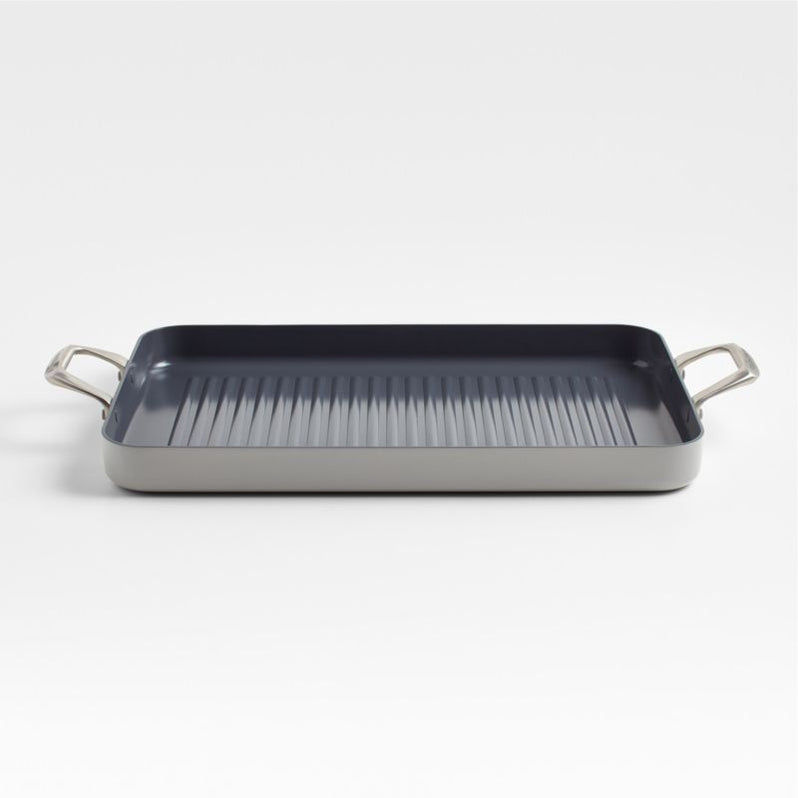 Crate & Barrel EvenCook Ceramic Grey Nonstick Double Burner Grill Pa ...