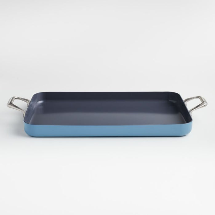 Crate & Barrel EvenCook Ceramic ™  Denim Ceramic Nonstick Double Burner Griddle