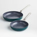 Crate & Barrel EvenCook Ceramic Deep Teal Ceramic Nonstick Fry Pans, Set of 2