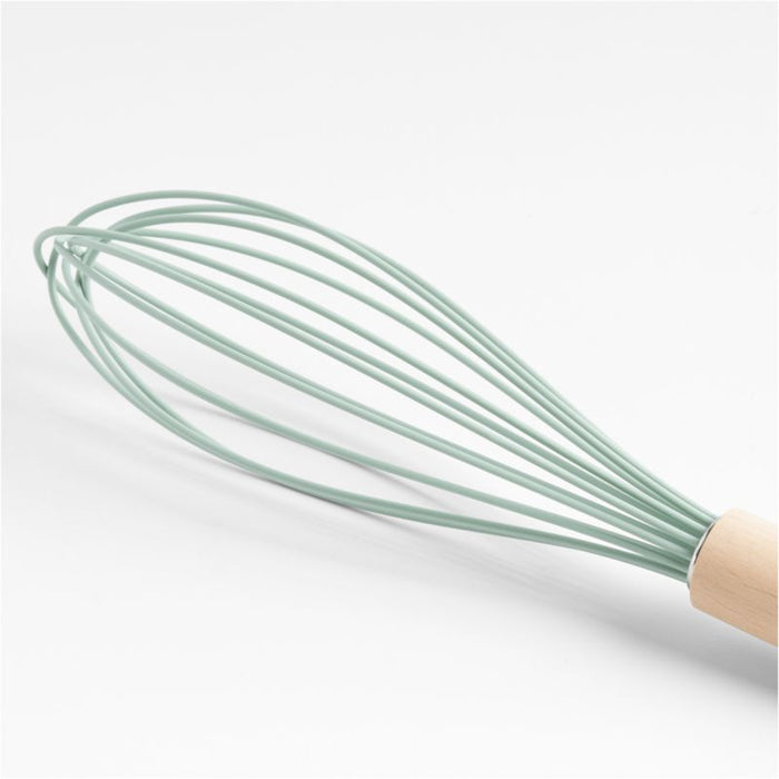 Crate & Barrel Wood and Mint 12" Silicone Whisk