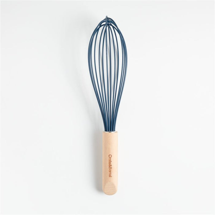 Crate & Barrel Wood and Navy 12" Silicone Whisk