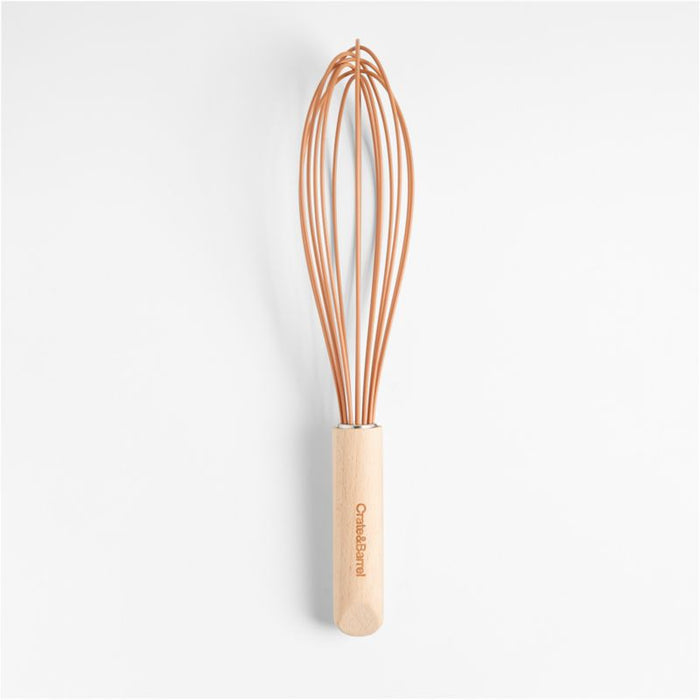 Crate & Barrel Wood and Orange 12" Silicone Whisk