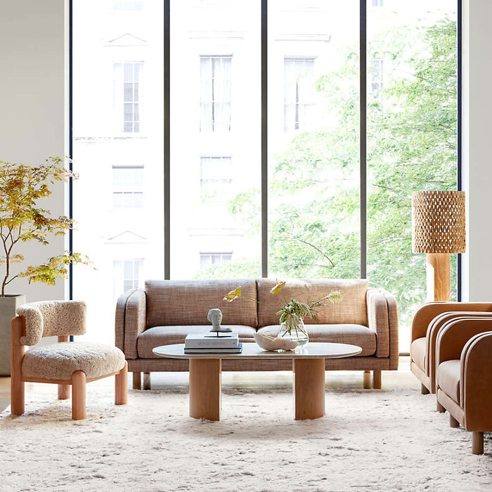 Vernet Oval Travertine Coffee Table