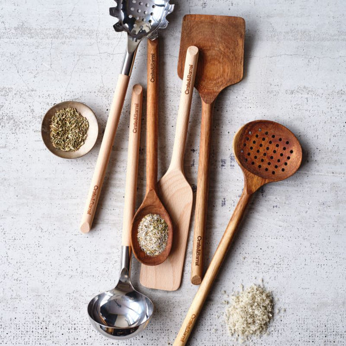 Crate & Barrel Acacia Slotted Spoon