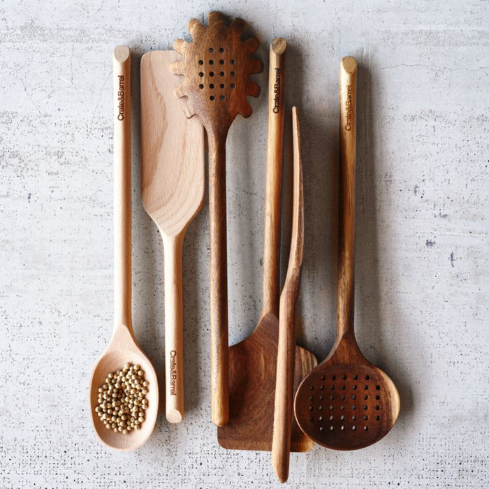 Crate & Barrel Acacia Slotted Spoon