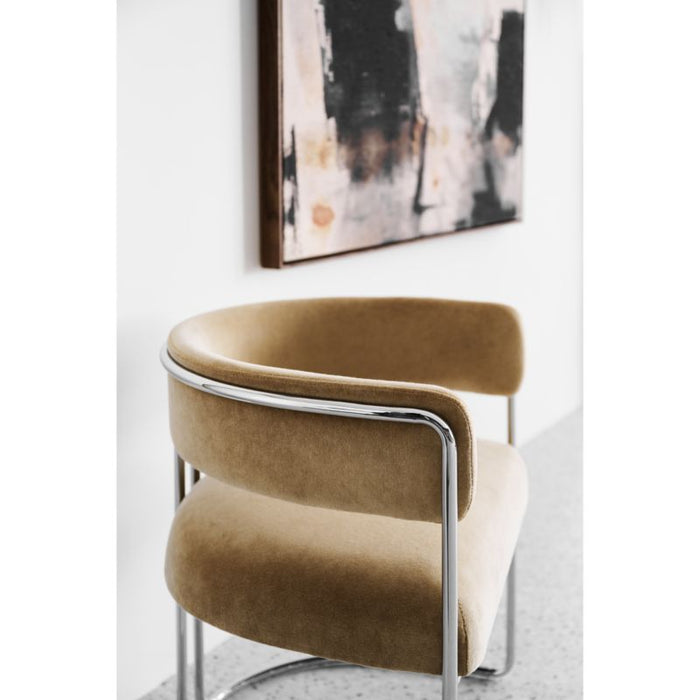 Malak Chrome Upholstered Dining Arm Chair
