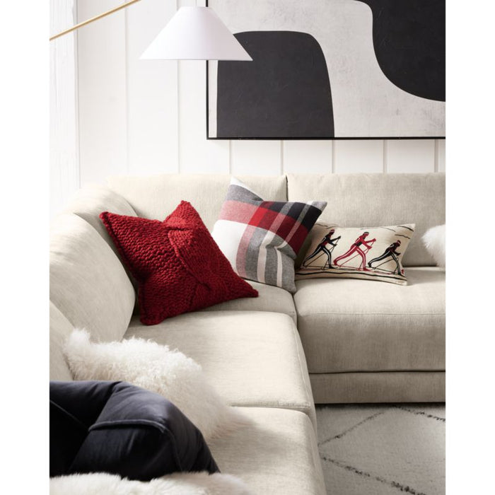 Skier 22"x15" Beige Pillow Cover