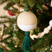 Wood Ball with Green Tassel Christmas Ornament