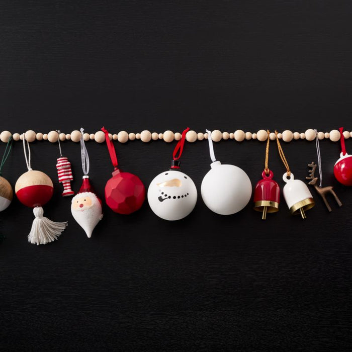 Wood Ball with White Tassel Christmas Ornament