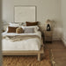 Revival Oak Wood Platform Queen Bed with Upholstered Headboard by Athena Calderone