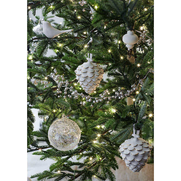 Silver Dipped White Ceramic Finial Christmas Ornament