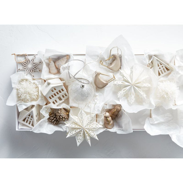 Silver-Beaded Glitter Pinecone Christmas Tree Ornament