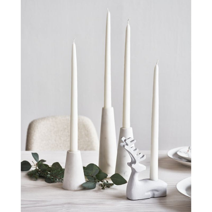 White Holiday Reindeer Taper Candle Holder