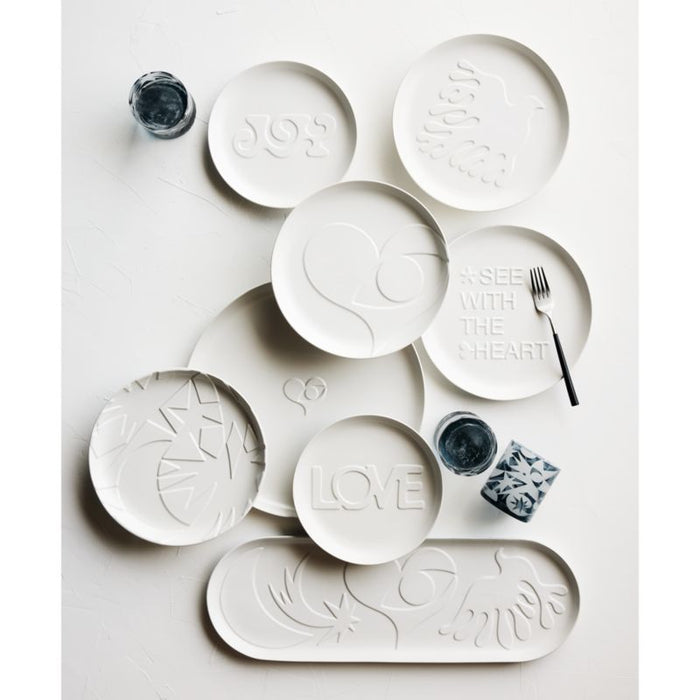 Star Dance 10" White Ceramic Dinner Plate by Lucia Eames