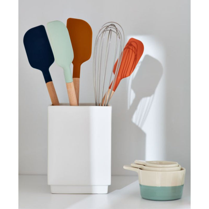 Crate & Barrel Wood and Navy Silicone Mini Spatulas, Set of 2