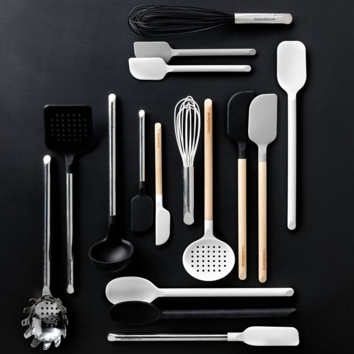 Crate & Barrel White Silicone Slotted Spoon