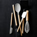 Crate & Barrel White Silicone and Wood Deep Spoon