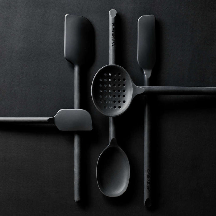 Crate & Barrel Black Silicone Slotted Spoon