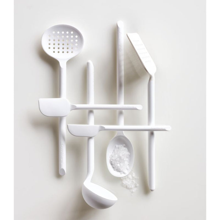 Crate & Barrel White Silicone Slotted Spoon