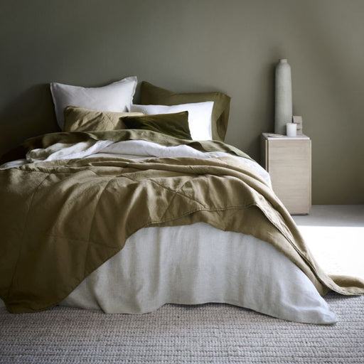 European Flax ®-Certified Linen Burnt Green Full/Queen Size Duvet Cover