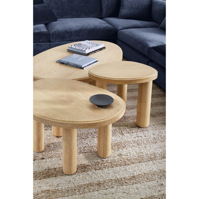 La Sal Small Natural Oak Wood Asymmetric End Table
