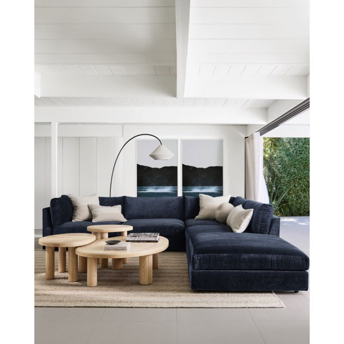 La Sal Natural Oak Wood 56" Asymmetrical Coffee Table