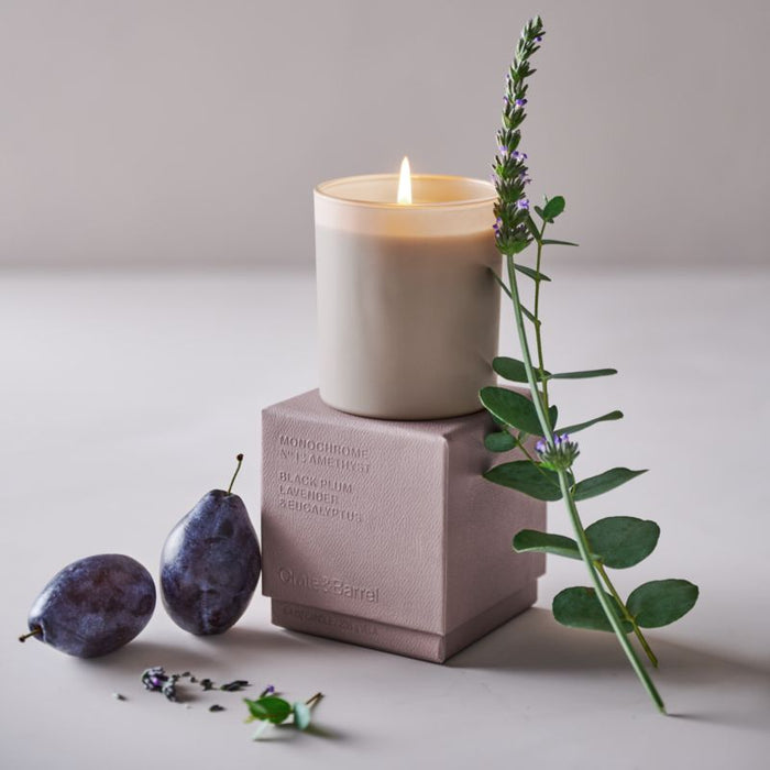 Monochrome No. 12 Amethyst 1-Wick Candle - Black Plum, Lavender and Eucalyptus