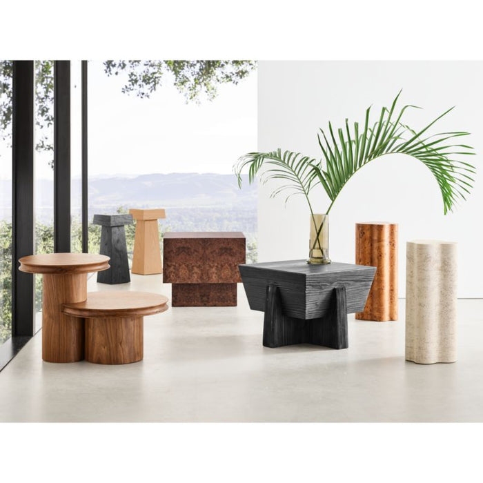 Fleur Tall Faux Travertine Resin Drink Table