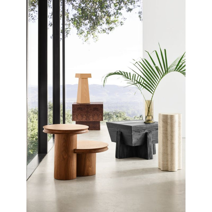 Fleur Tall Faux Travertine Resin Drink Table