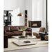 Modernist Metal and Glass 44" Square Display Coffee Table with Marble Shelf
