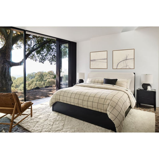 Natural Hemp Arcadia Tan and Midnight Navy Reversible Grid Euro Bed Pillow Sham