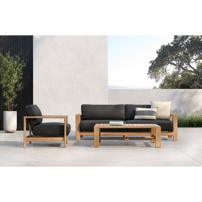 Anguilla 90" Teak Outdoor Sofa with Black Cushions