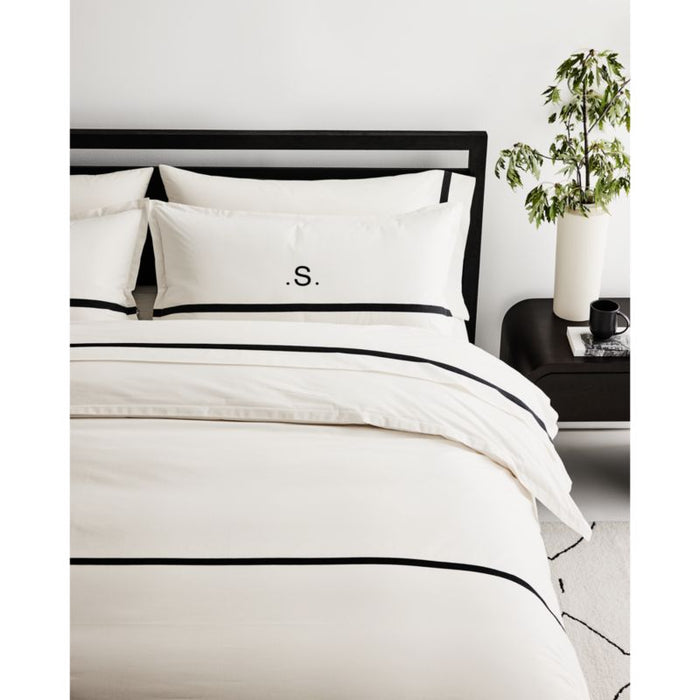 Favorite Organic Cotton Percale Tuxedo Stripe Ink Black Full/Queen Duvet Cover