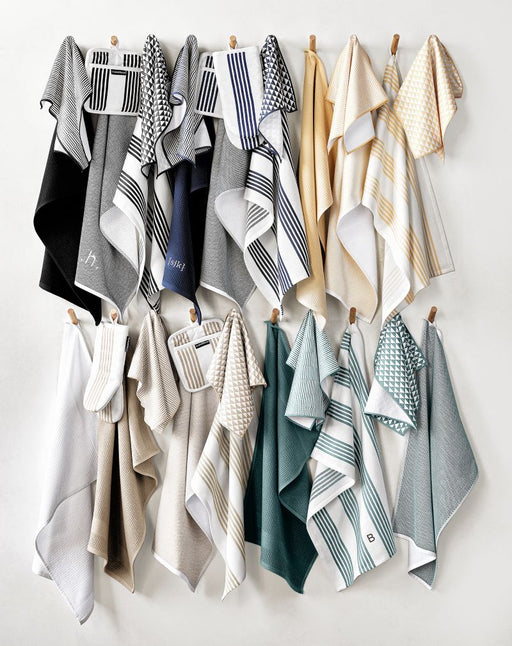 Cuisine Stripe Pendula Green Organic Cotton Dish Towels, Set of 2