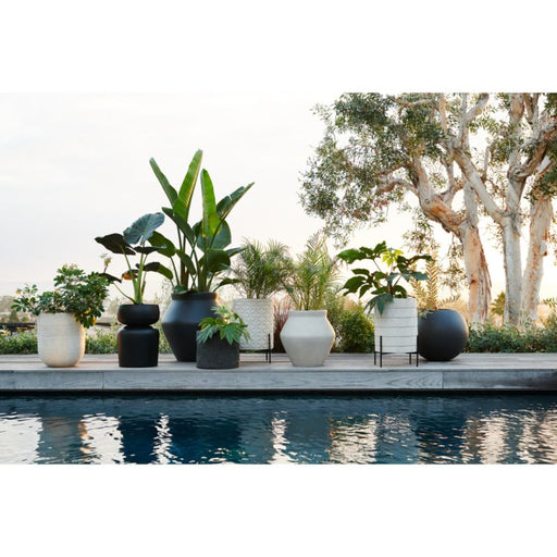 Sema Geometric Star Volcanic Stone Outdoor Planter with Stand