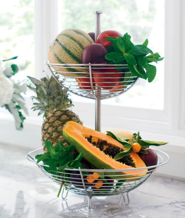 Carter Stainless 2-Tier Fruit Basket - Crate and Barrel Philippines