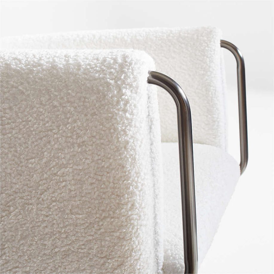 Caterina White Boucle Upholstered Office Chair with Dark Pewter Base